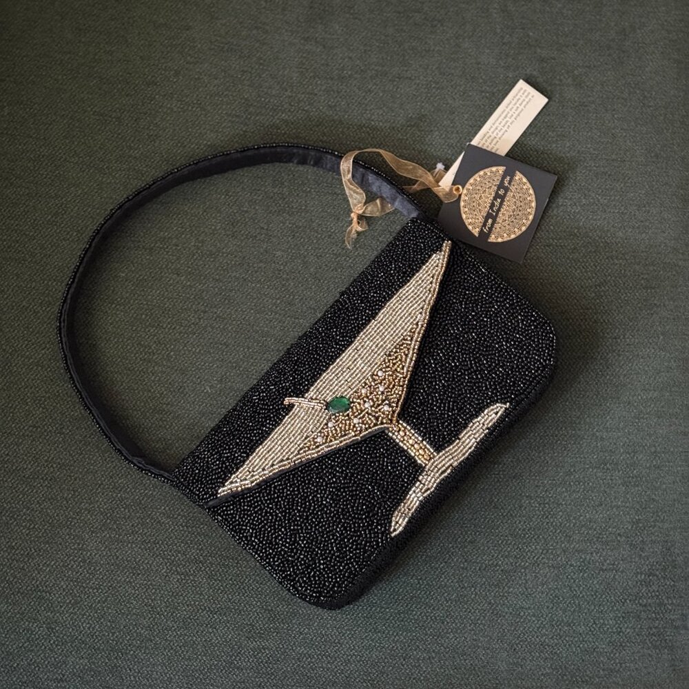 🍸 Black Beaded Martini Bag – Cocktail Hour Shoulder Purse ✨